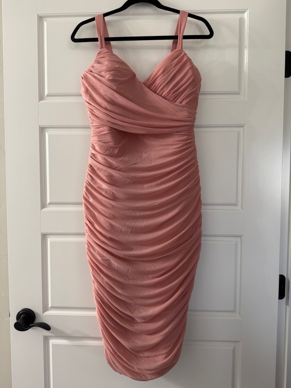 Fashion Nova Rose Pink Ruched Midi Dress